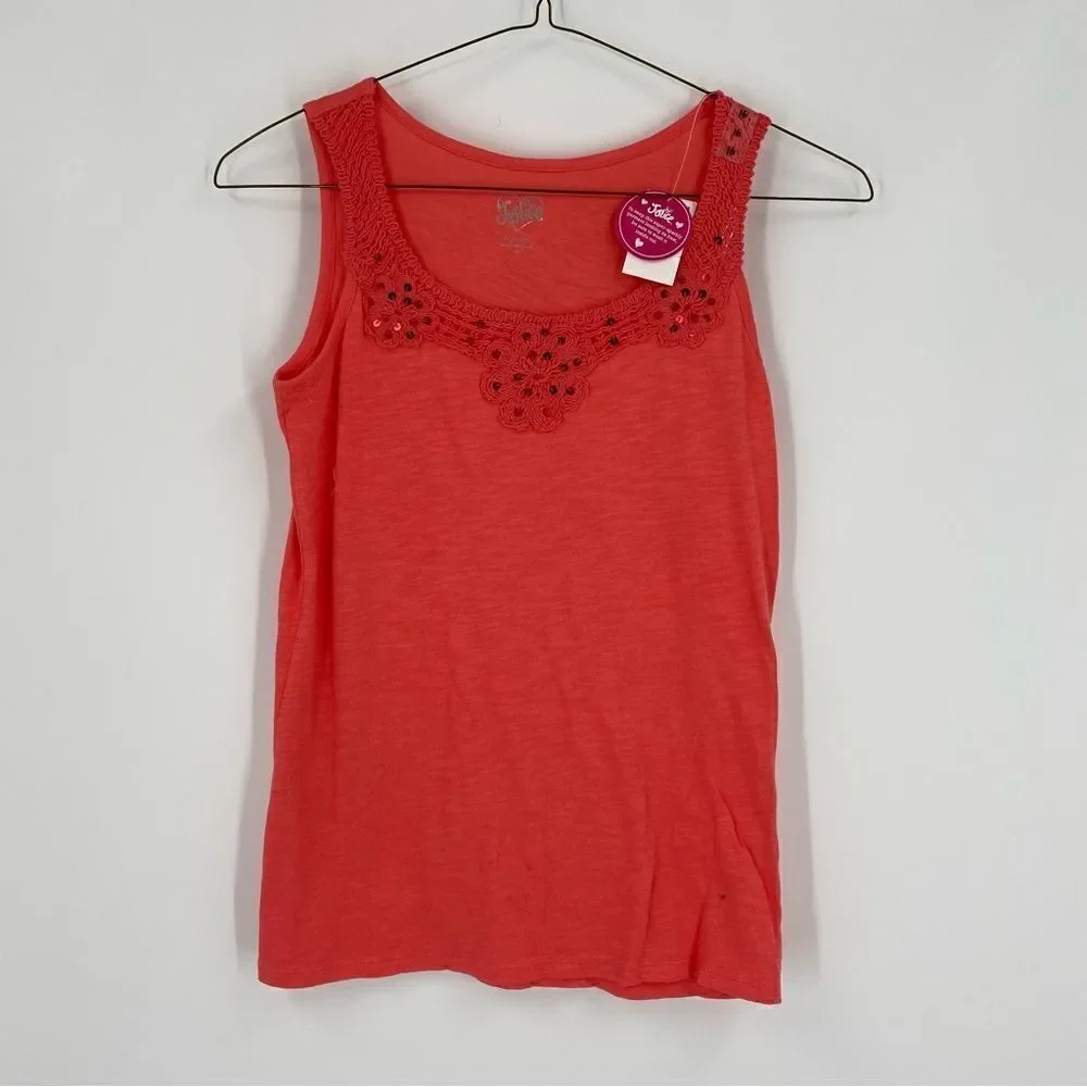 Justice Girls’ Round Neck Sleeveless Coral / Orange Tank Top size 16